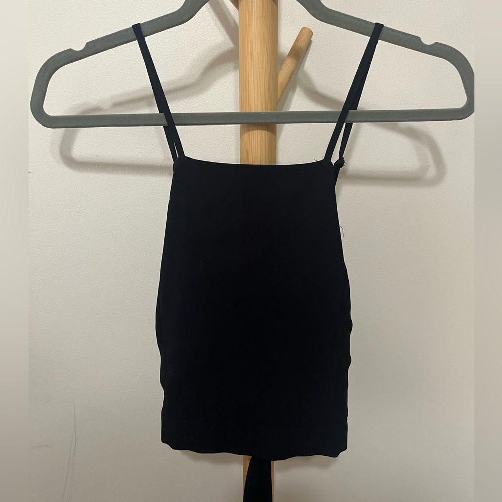 Black Open Back Bow Top